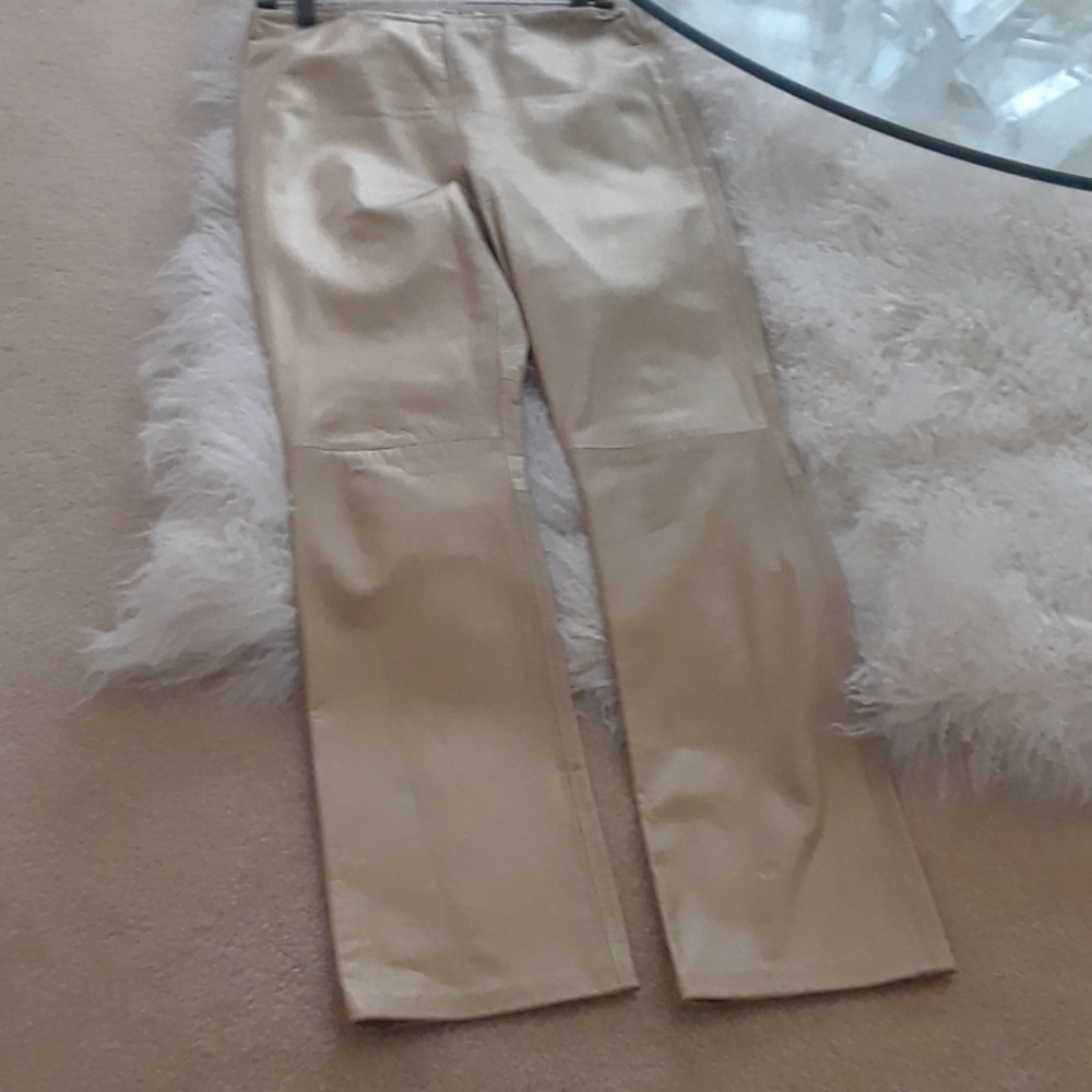 Metallic leather pants